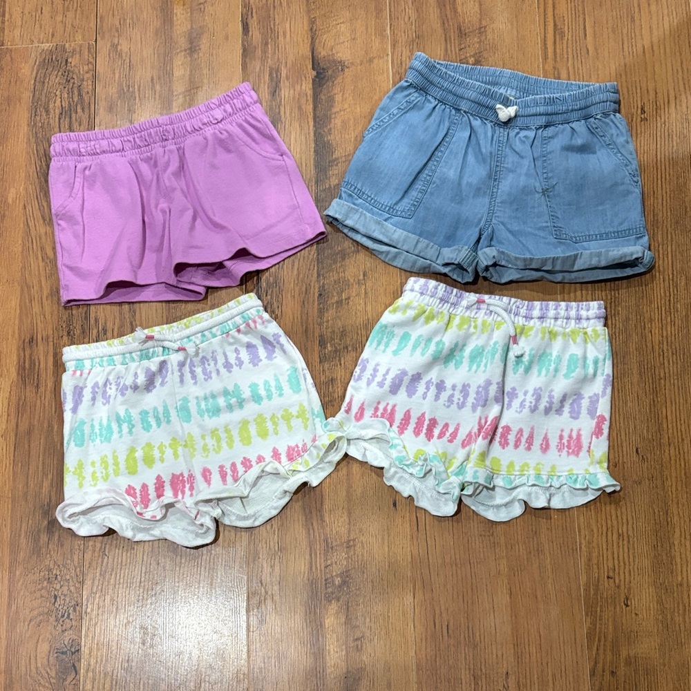 Cat & Jack Pink, Chambray & Pastel Tie-Dye Ruffle Shorts Set